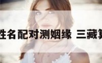 三藏算命姓名配对测姻缘 三藏算命网姓名