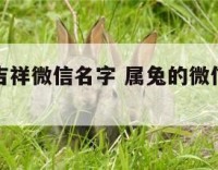 属兔招财吉祥微信名字 属兔的微信最招财头像