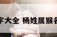 杨姓属猴名字大全 杨姓属猴名字大全女孩
