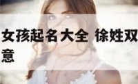 徐姓双胞胎女孩起名大全 徐姓双胞胎女孩起名大全及寓意