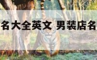 男装店铺起名大全英文 男装店名字简洁大气英文