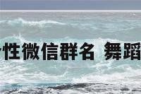 舞蹈队个性微信群名 舞蹈队群命名