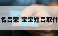 宝宝起名吕荣 宝宝姓吕取什么名字