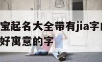 狗年男宝宝起名大全带有jia字的 狗年男孩起名字好寓意的字