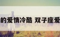 双子座的爱情冷酷 双子座爱情特点