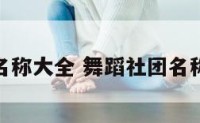 舞蹈社团名称大全 舞蹈社团名称大全英文