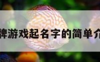 棋牌游戏起名字的简单介绍