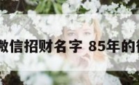 85年微信招财名字 85年的微信名