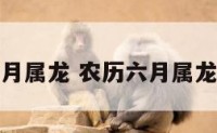 农历六月属龙 农历六月属龙人运势